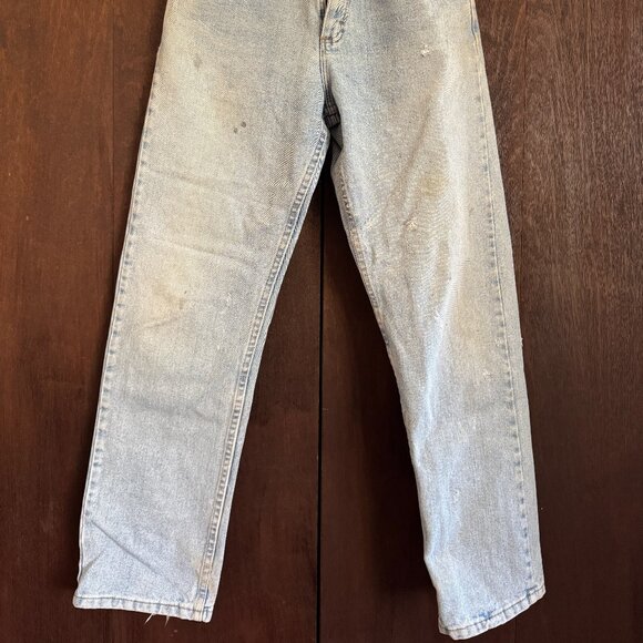 Vintage 90s Distressed Wrangler Relaxed Fit Barrel Mom Jeans 29x30 Light Denim - Picture 2 of 8